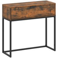 homcom consola para recibidor con cajon diseno industrial pasillo y salon 80x30x76 cm negro  aosom espana