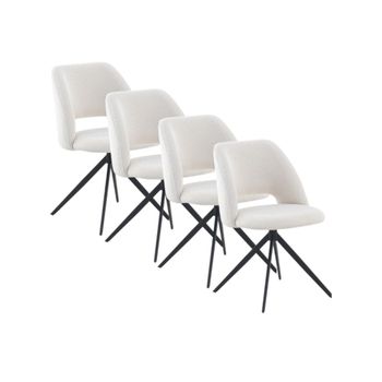 Pack de 4 sillas tapizadas giratorias nido de abeja en blanco