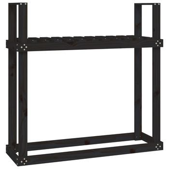 Leñero De Madera Maciza De Pino Negro 110x35x108,5 Cm Vidaxl