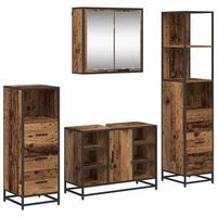 juego de muebles de bano con cajon 4 pcs madera vieja vidaxl
