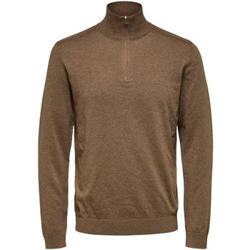Selected Jersey Berg Half Zip Cardigan Teak para hombre