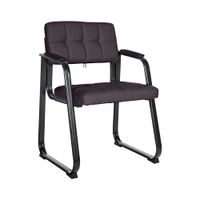 silla con patas de metal y asiento en simil cuero marron