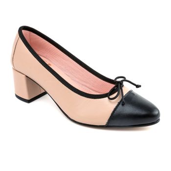 Bailarina tacón beige-negro