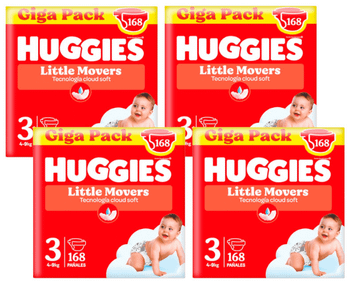 Huggies Little Movers Pañales Disney Talla 3 (4-9 Kg) 4x168 Uds