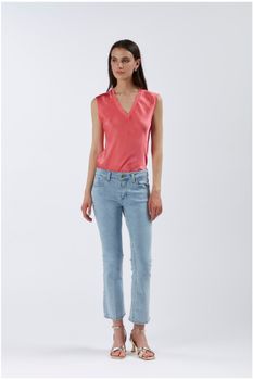 vaqueros denim cropped flare super stretch bleach 31