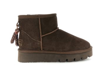 botines de ante con pelo sintético y charm dark brown 36
