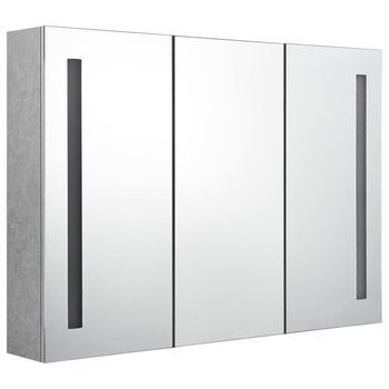 Armario De Baño | Mueble De Baño Con Espejo Led Gris Hormigón 89x14x62 Cm