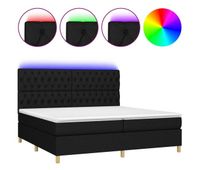 cama box spring colchon y luces led tela negro 200x200 cm diseno de botones