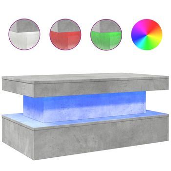 Mesa De Café - Mesa De Centro Con Luces Led Gris Hormigón 90x50x40 Cm