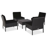 conjunto de sofas de jardin 5 uds  mueble jardin mesa y sillas y cojines ratan sintetico negro cfw983941