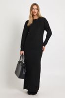 vestido maxi de punto y canale suave negro
