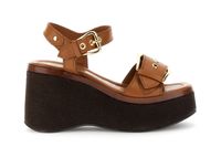 sandalias de cuna de piel con doble hebilla tan