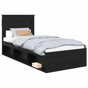 Estructura De Cama Liso Negro 75 X 190 Cm Madera De Pino Macizo Vidaxl