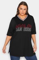 yours camiseta negra de pico san diego mujer curvy y tallas grandes yours