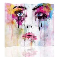biombo beautiful tears wood - separador de ambientes  cm 180x180 5 paneles