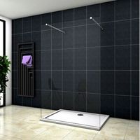 aica walkin mampara panel de ducha 1 hoja vidrio antical 8mm 77x200cm con dos barras ajustables 73-120cm