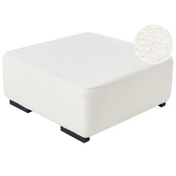Otomana Cuadrada Moderna 80 X 80 X 35 Cm Sala De Estar Bouclé Blanco Lungo