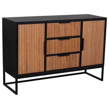 Aparador de 3 cajones y 2 puertas de madera y metal 120x40,5x81
