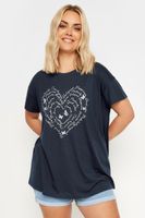 yours camiseta azul marina de corazon mensajes positivos mujer curvy y tallas grandes yours