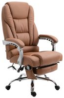 silla de oficina giratoria regulable en simil cuero marron claro