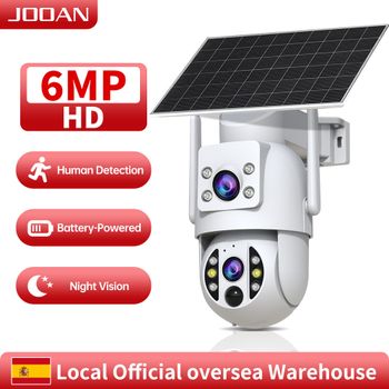 Cámara de Seguridad Solar Inalámbrica JOOAN de 6MP, Detección Humana, Visión Nocturna en Color, Audio Bidireccional, WiFi, PTZ, Vigilancia Doméstica, CCTV