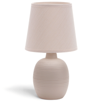 aigostar - lampara de mesa e14 led luz mesita de noche pantalla de tela lampara escritorio diseno clasico vintage para dormitorio estudio salon etc