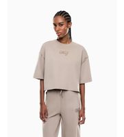 ea7 para mujer 7w000970af20758 camiseta de mezcla de algodon logo series beige l casual manga larga