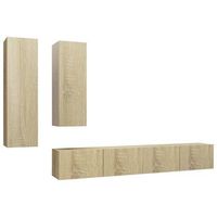 juego de 4 uds muebles tv  mueble de salon  armario tv roble sonoma