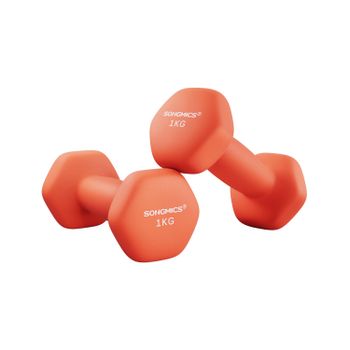 Mancuernas Hexagonales con Superficie de Vinilo para Fitness Ejercicio, Naranja Papaya / 2 x 1kg