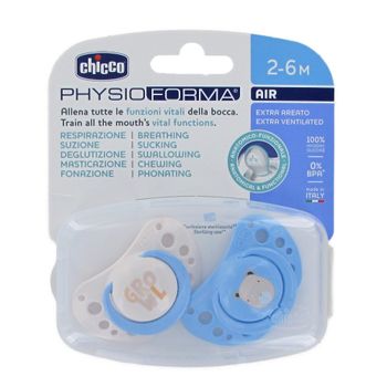 Chicco chupete physio Air silicona 2-6 azul 2 unidades
