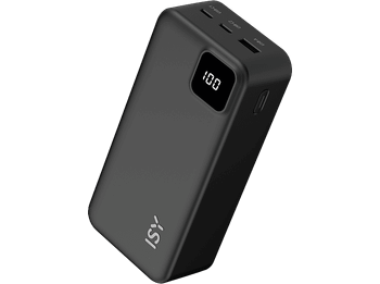 Powerbank - Isy IPP-27000, 27000 mAh, 2x USB-C, 1x USB-A, LED-Display, Negro