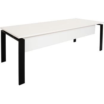Mesa-escritorio Con Faldón. Estructura Metálica Abierta Negro. 180x80 Cm. Blanco. Ofilike