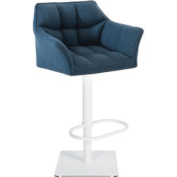 Taburete De Bar Damaso Con Tapizado De Tela Azul 45x64x88 Cm Clp