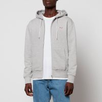 maison kitsune tricolor fox patch zip hoodie - grey melange - xs