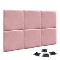 dhome juego de 6 paneles tapizados de tela autoadhesivos para pared acusticos absorbentes proteccion impactos cabeceros rosa 50x50cm x6
