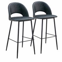 set de 2 sillas de metal con revestimiento textil negro
