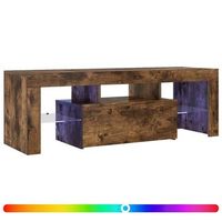mueble de tv con luces led roble ahumado 120x35x40 cm vidaxl