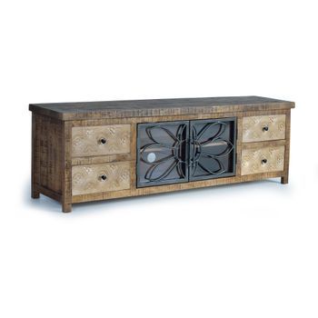 Mueble Tv En Madera Mango Y Metal Marrón Envejecido