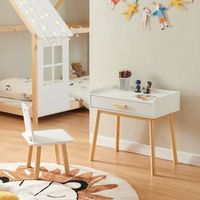 conjunto infantil de mesa y 1 silla skjervoy - naturalblanco encasa
