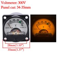 voltimetro de 34-35mm ac 300v medidor de corriente analogico panel tipo puntero con luz de fondo led para amplificador de audio hifi diy 1 ud