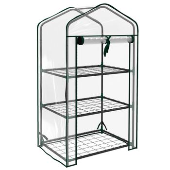 Outsunny Invernadero de Jardín con 3 Estantes 1 Puerta con Cremallera para Cultivo de Plantas 59x39x127 cm Transparente   Aosom España
