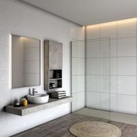 aica walkin mampara panel de ducha panel pantalla fija vidrio templado de 8mm con tratamiento antical perfil cromado 158-160x200cm