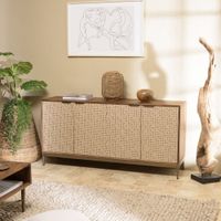 aparador de madera de mango 4 puertas con motivos etnicos