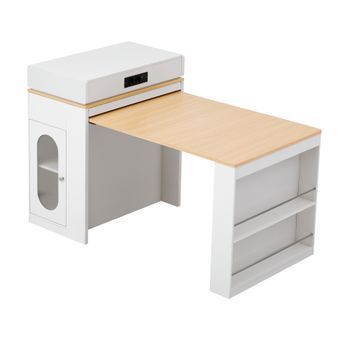 Isla De Cocina Con Ruedas, Mesa Extensible De 83 × 46 × 96 Cm Y Enchufes