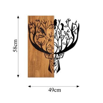 Decoración Pared De Madera Deer 1 Nogal Negro 49x58 Cm