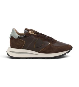 Philippe Model para mujer. TKLD Zapatillas de Piel Tropez Haute Low marrón (40), 3 a 5cm, Cordones, Casual