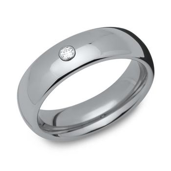 Anillo de tungsteno, circonita, robusto