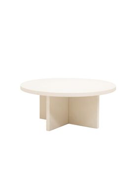 Mesa de centro redonda de microcemento en tono blanco roto de ø60x33cm