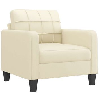 Sillón De Salón | Silla | Sillón Cuero Sintético Crema 60 Cm