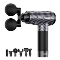 pistola de masaje fascia md-8121 con 12 velocidades bateria de 2500 mah incluye 7 cabezales intercambiables y maletin de transporte 5x22x22 cm color negro